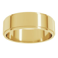 14K Yellow Gold 6 mm Stepped-Edge Flat Band Size 8.5