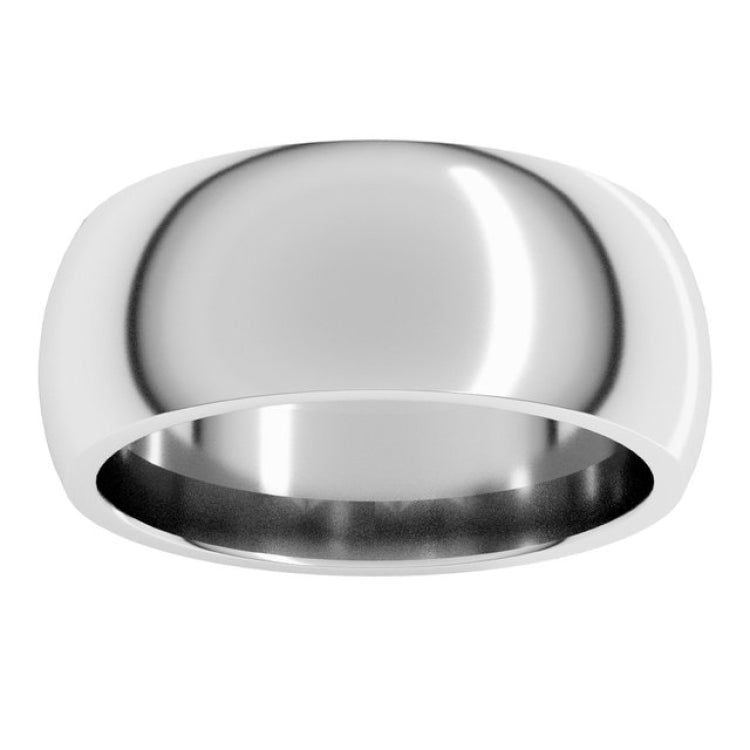 Platinum 8 mm Comfort-Fit Half Round Band Size 12.5