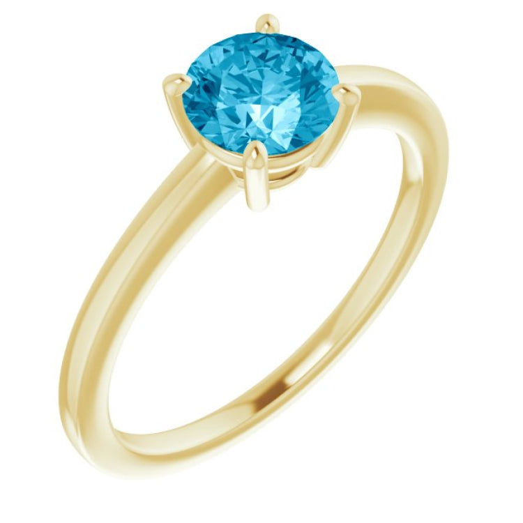 14K Yellow Gold Natural Aquamarine Solitaire Ring