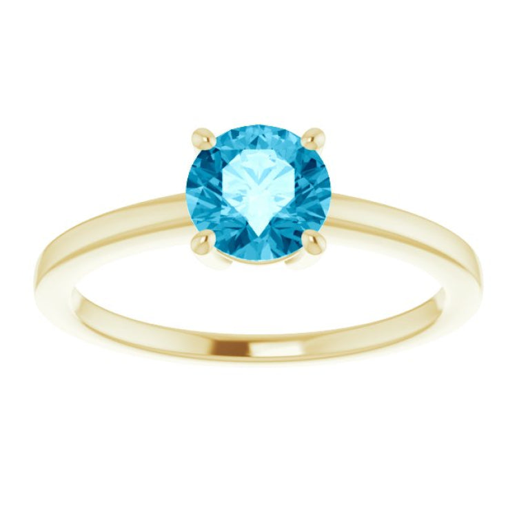 14K Yellow Gold Natural Aquamarine Solitaire Ring