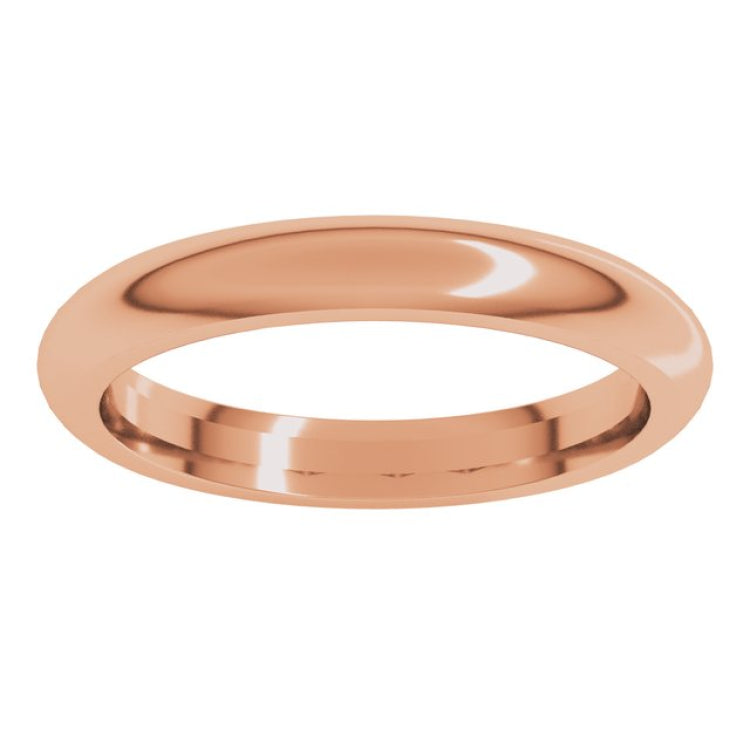 14K Rose Gold 3 mm Comfort-Fit Half Round Band Size 8.5
