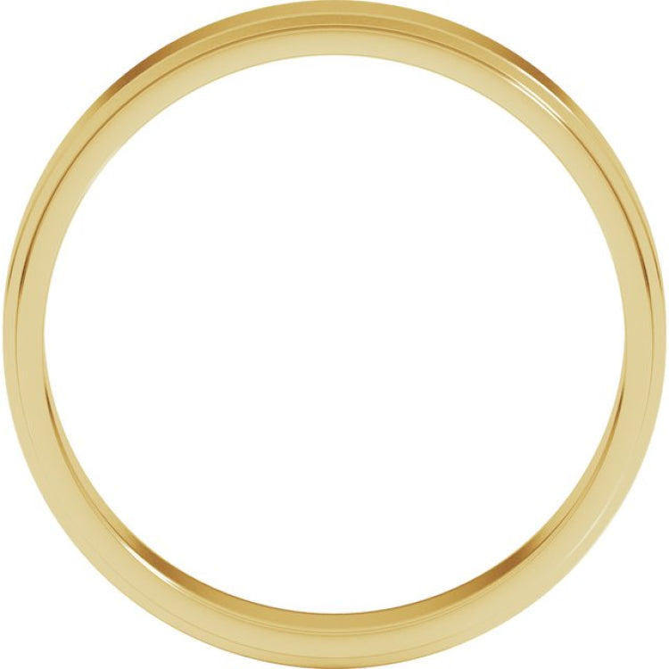 14K Yellow Gold 4 mm Stepped-Edge Flat Band Size 10