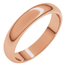 14K Rose Gold 4 mm Half Round Band Size 10