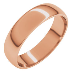 10K Rose Gold 5 mm Lightweight Half Round Band Size 12