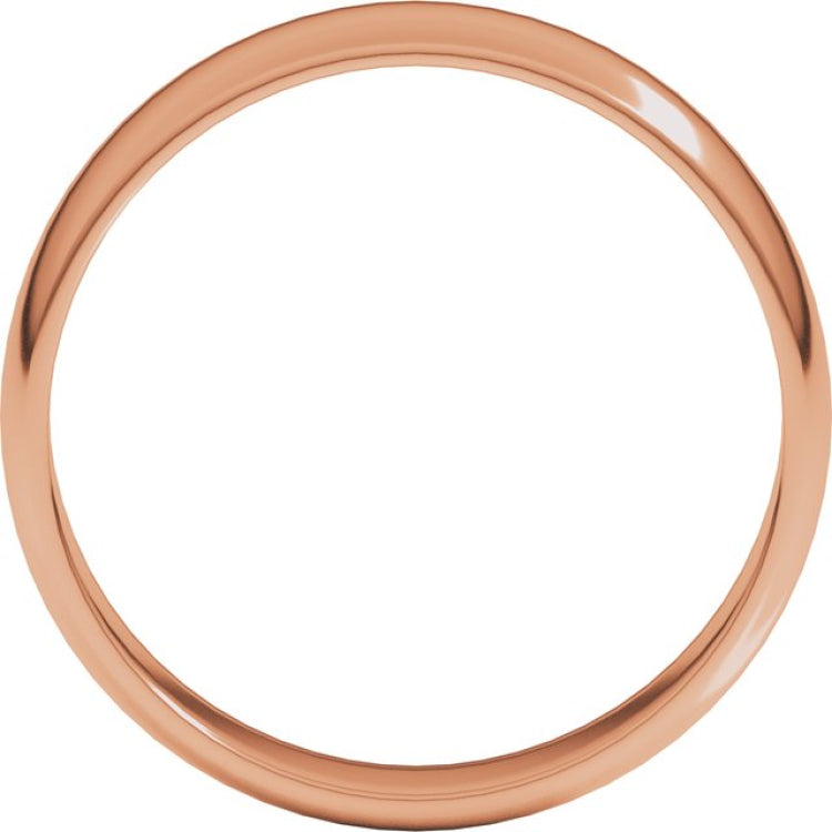 10K Rose Gold 5 mm Lightweight Half Round Band Size 12