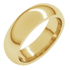 14K Yellow Gold 6 mm Comfort-Fit Half Round Band Size 14