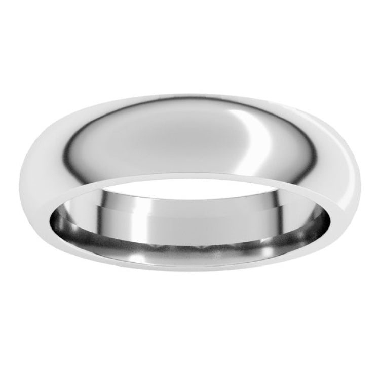 14K White Gold 5 mm Comfort-Fit Half Round Band Size 12