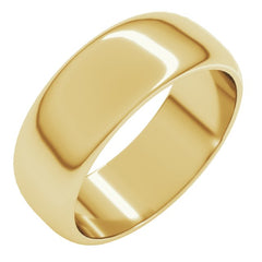 10K Yellow Gold 7 mm Half Round Band Size 12