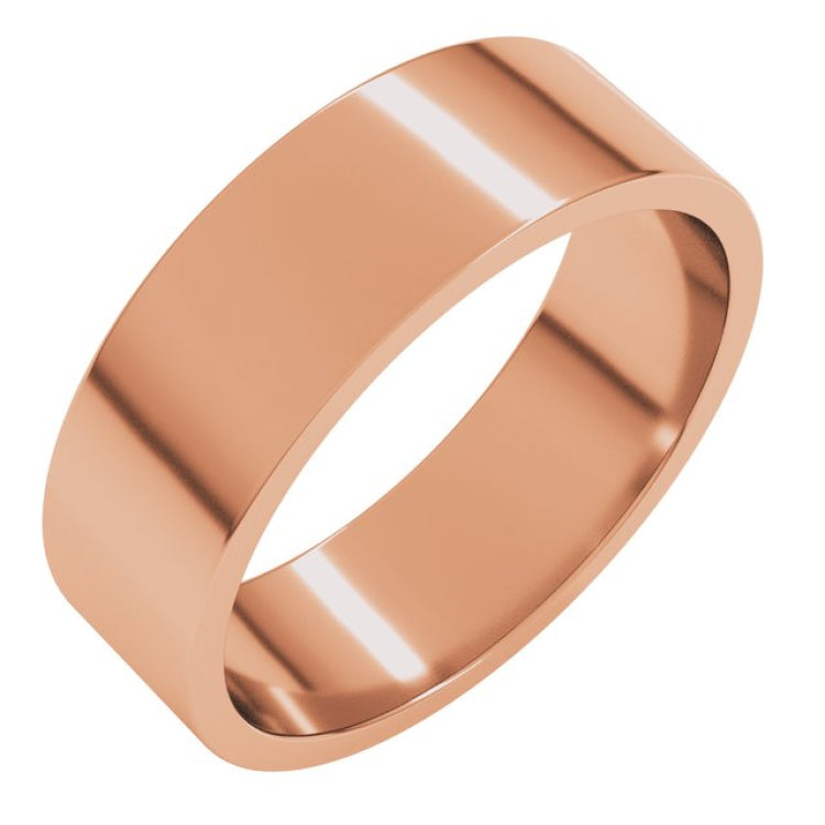 14K Rose Gold 6 mm Flat Band Size 11
