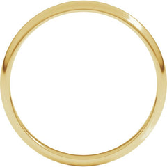 14K Yellow Gold 2.5 mm Lightweight Half Round Band Size 10