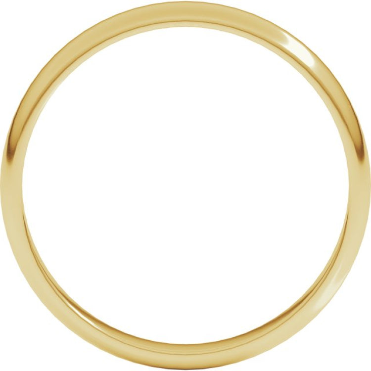14K Yellow Gold 3 mm Lightweight Half Round Band Size 10.5