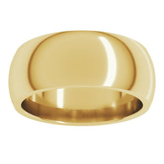 14K Yellow Gold 8 mm Comfort-Fit Half Round Band Size 6.5