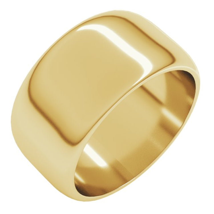 10K Yellow Gold 10 mm Half Round Band Size 7.5