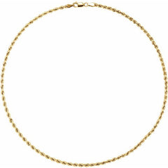 14K Yellow Gold 3 mm Rope 18" Chain