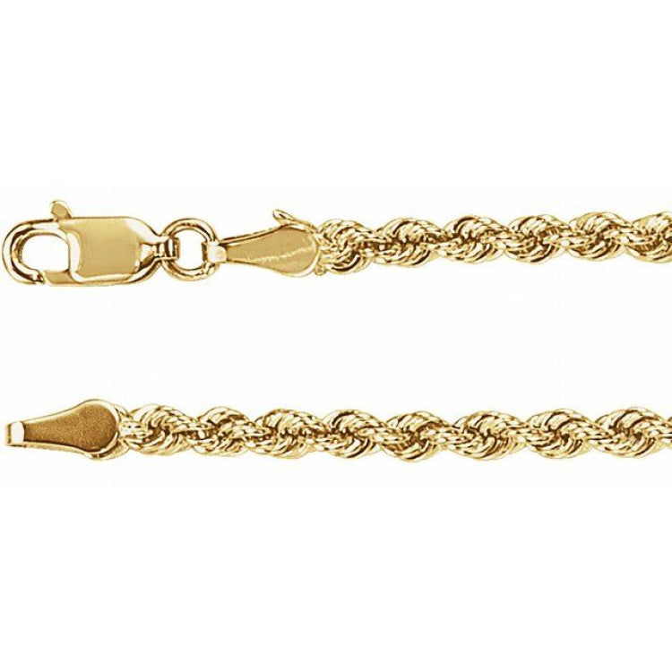 14K Yellow Gold 3 mm Rope 20" Chain