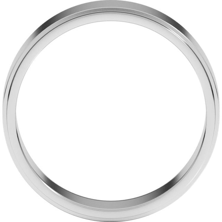 10K White Gold 6 mm Stepped-Edge Flat Band Size 9.5
