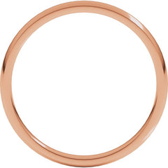 14K Rose Gold 2 mm Lightweight Comfort-Fit Half Round Band Size 7