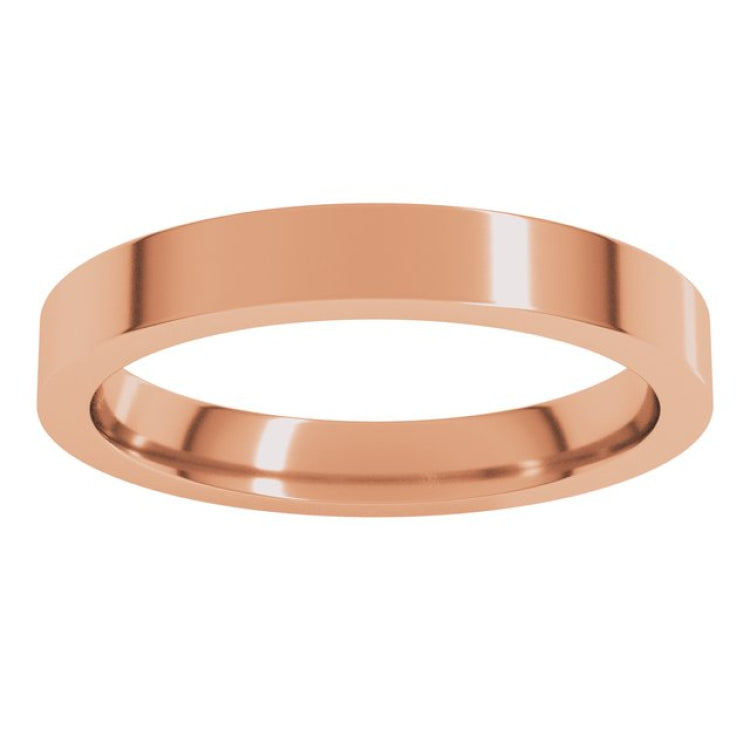 14K Rose Gold 3 mm Comfort-Fit Flat Band Size 5