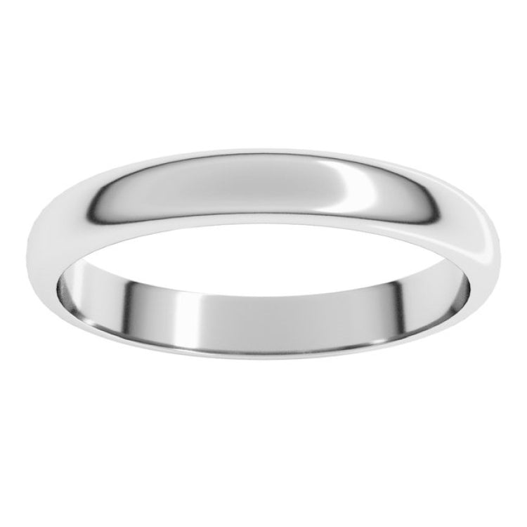 Sterling Silver 3 mm Half Round Band Size 7.5