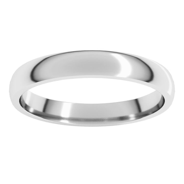 18K White Gold 3 mm Lightweight Comfort-Fit Half Round Band Size 7.5