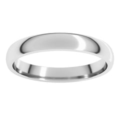 18K White Gold 3 mm Lightweight Comfort-Fit Half Round Band Size 7.5