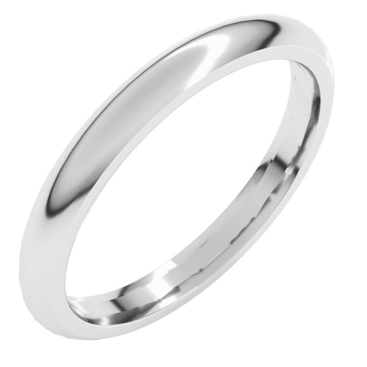 14K White Gold 2.5 mm Comfort-Fit Half Round Band Size 4.5