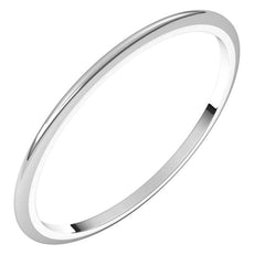 14K White Gold 1 mm Half Round Band Size 6