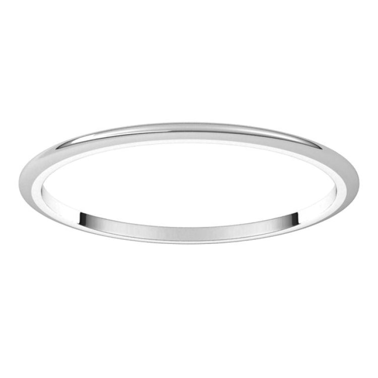 14K White Gold 1 mm Half Round Band Size 6