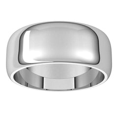 Sterling Silver 8 mm Half Round Band Size 6.5