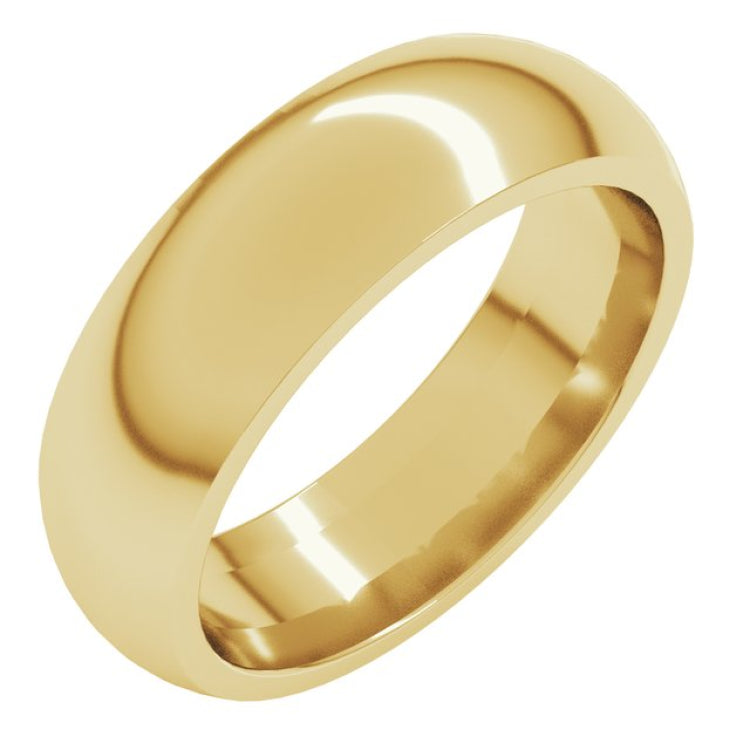 10K Yellow Gold 6 mm Comfort-Fit Half Round Band Size 11