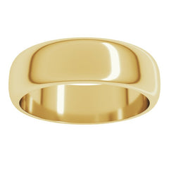 14K Yellow Gold 6 mm Half Round Band Size 9