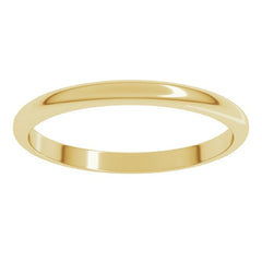 14K Yellow Gold 2 mm Half Round Band Size 7