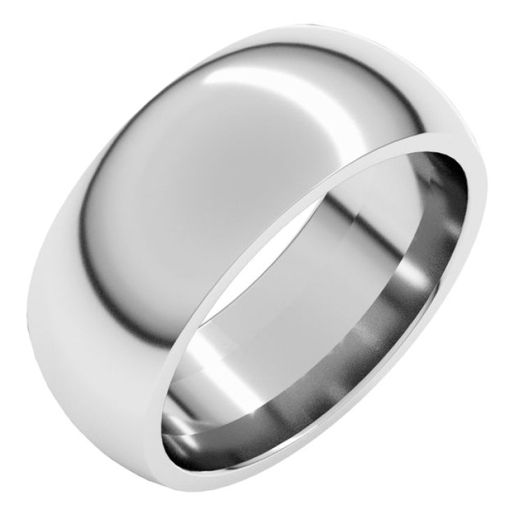14K White Gold 8 mm Comfort-Fit Half Round Band Size 11