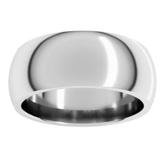 14K White Gold 8 mm Comfort-Fit Half Round Band Size 11