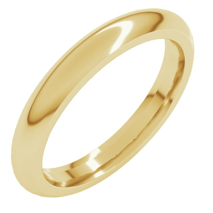 14K Yellow Gold 3 mm Comfort-Fit Half Round Band Size 5
