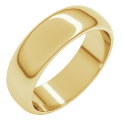 10K Yellow Gold 6 mm Half Round Band Size 9.5