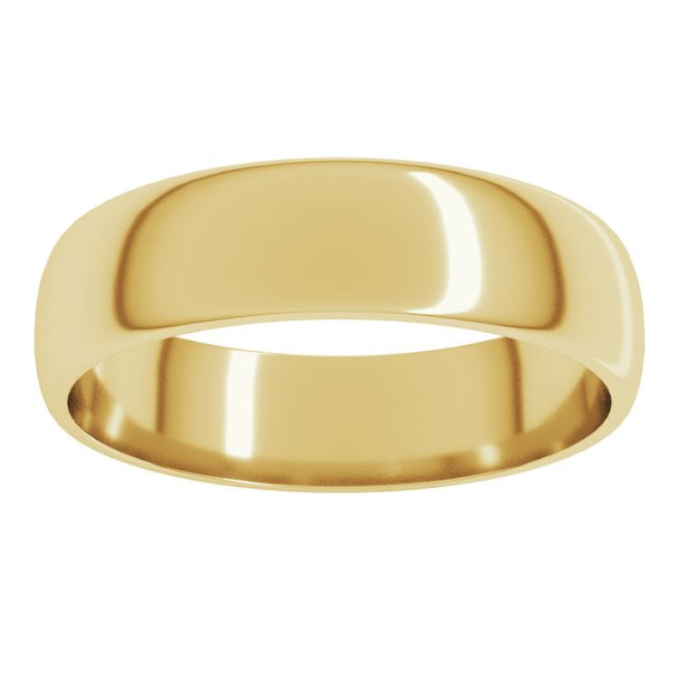 14K Yellow Gold 5 mm Lightweight Half Round Band Size 7
