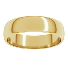 14K Yellow Gold 5 mm Lightweight Half Round Band Size 7