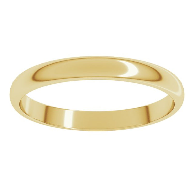 14K Yellow Gold 2.5 mm Lightweight Half Round Band Size 11