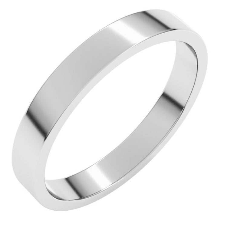 14K White Gold 3 mm Flat Band Size 9