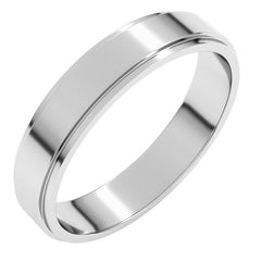 14K White Gold 4 mm Stepped-Edge Flat Band Size 7