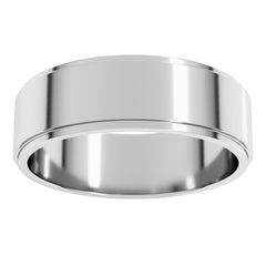 14K White Gold 6 mm Stepped-Edge Flat Band Size 11