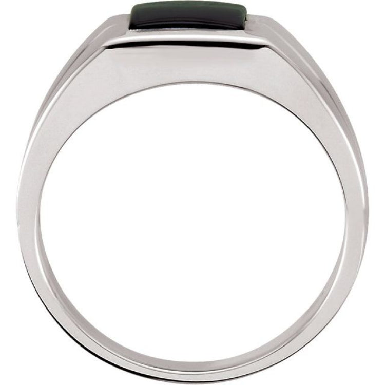 14K White Gold Natural Black Onyx Ring