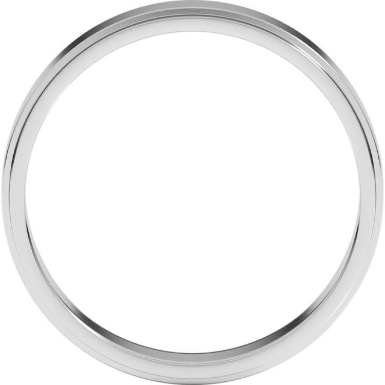 14K White Gold 4 mm Stepped-Edge Flat Band Size 5.5