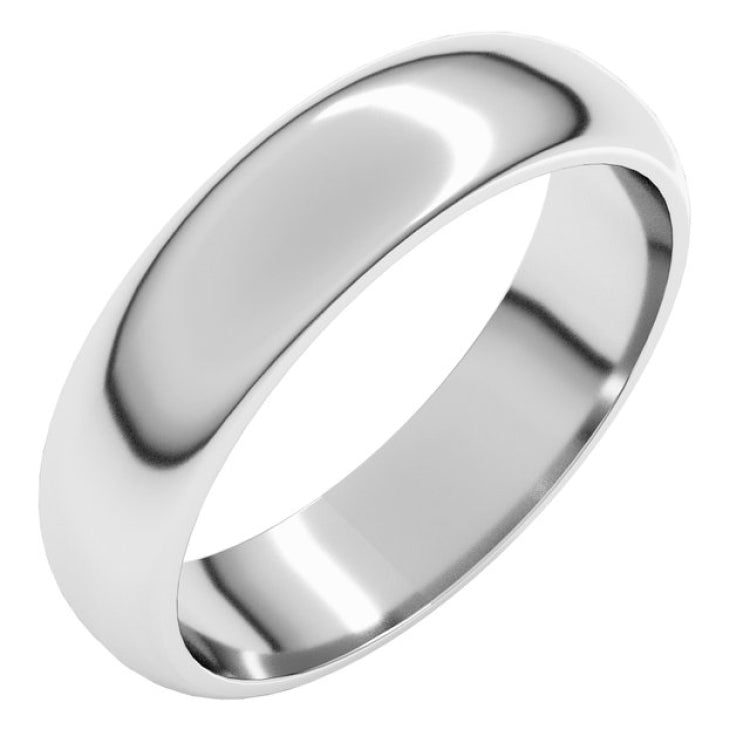 14K White Gold 5 mm Half Round Band Size 9.5