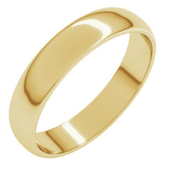 14K Yellow Gold 4 mm Lightweight Half Round Band Size 11