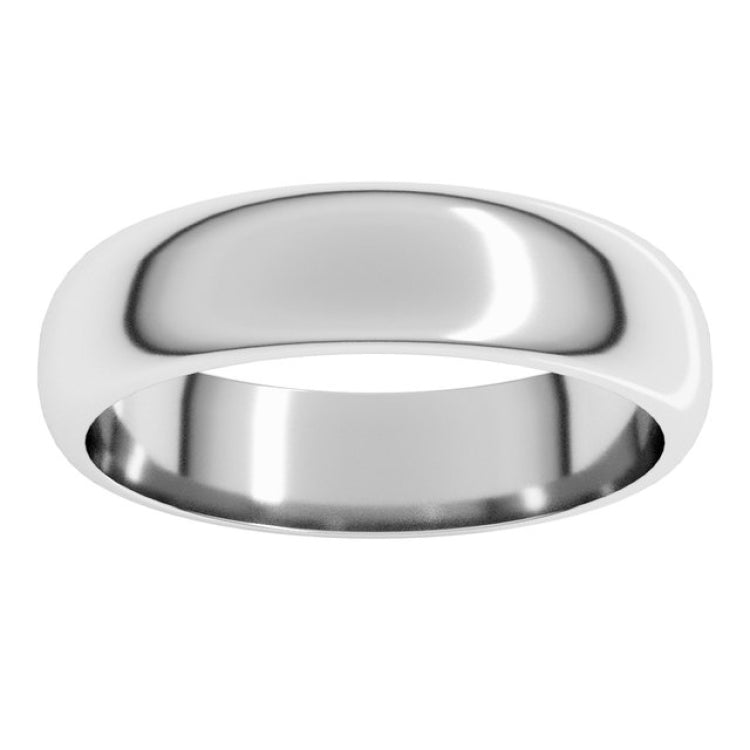 10K White Gold 5 mm Half Round Band Size 7