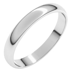 14K White Gold 3 mm Lightweight Half Round Band Size 10