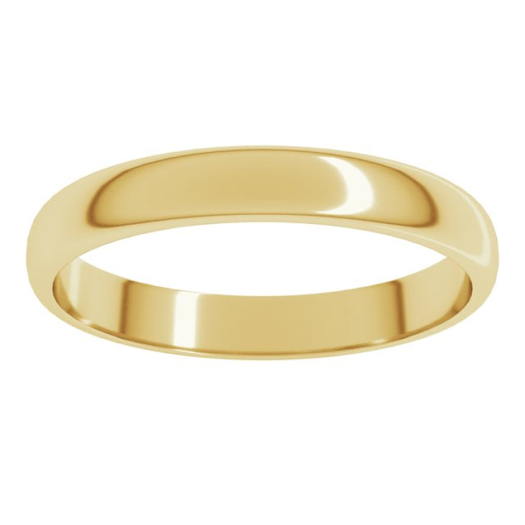 10K Yellow Gold 3 mm Lightweight Half Round Band Size 8