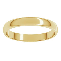 10K Yellow Gold 3 mm Lightweight Half Round Band Size 8